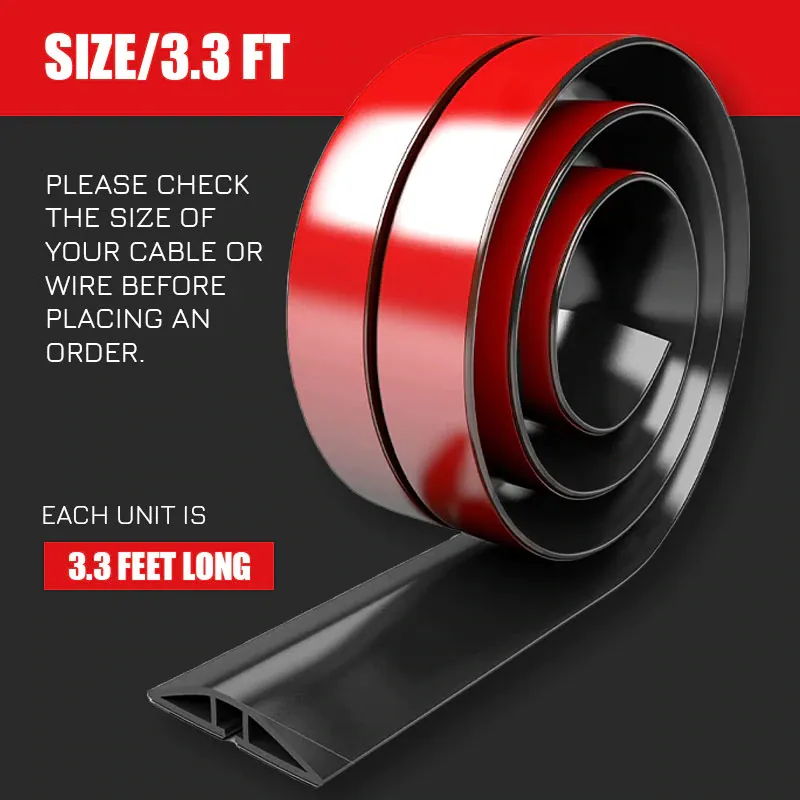1 m självhäftande golvkabel täcker golvkabel ledning anti-halk gummi golvsladd kabelskydd 3 färger