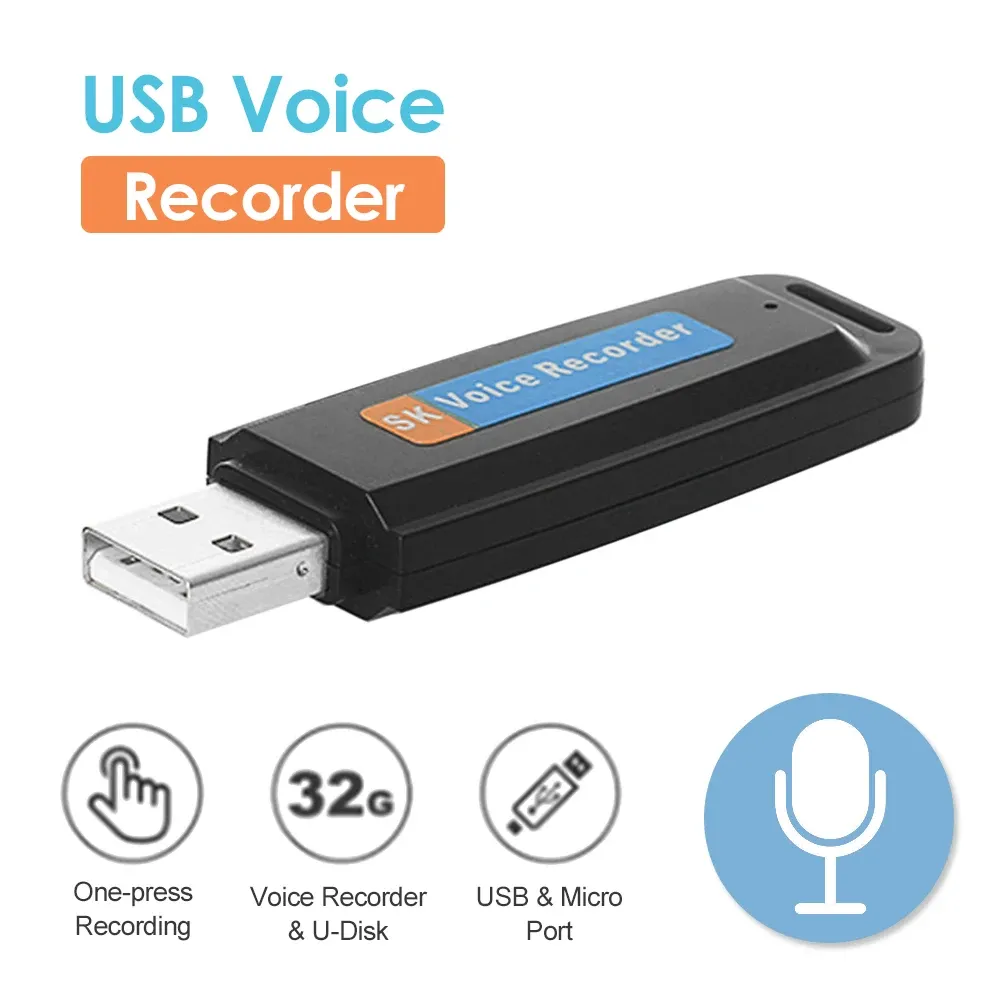 Gravador U Disk Audio Voice Recorder TF Card USB portátil ditaPaphone Dittaphone Recording de áudio de longa distância MP3 player