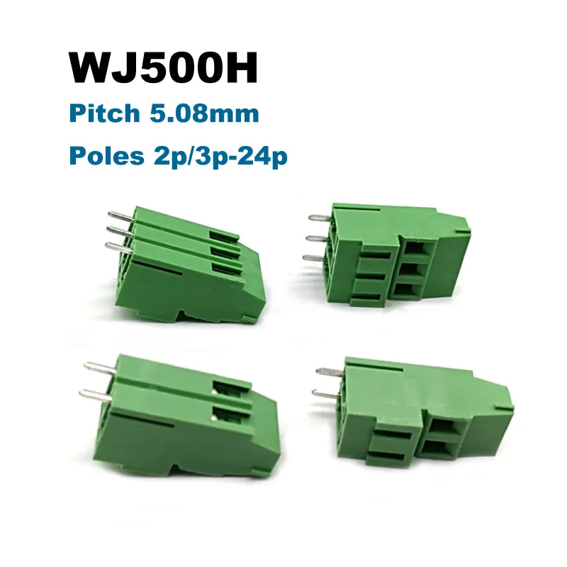 5pcs Pitch 5,08 mm PCB -Schraubenklemme Blockanschluss Bonier 500 V/H gerade 2/3 Pin Morsettiera Elektrisches Kabelkabel 10/20a