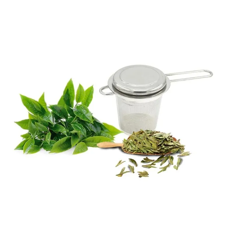 Mesh Tea Infuser herbruikbare thee-strainer theepot roestvrij staal losse theeblad kruidenfilter vouwhandgreep drinkgerei keukengereedschap- voor herbruikbare theeman