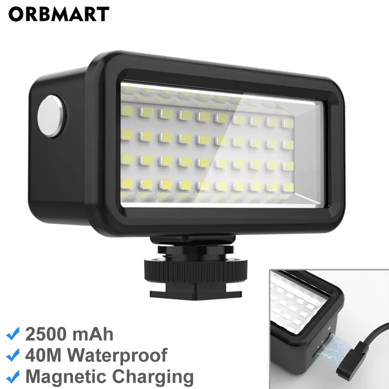 Chargers Waterproof Led Video Diving Light Underwater Lamp Photography Lighting for Gopro 11/10 Sjcam Yi Dji Osmo Cellphone Action Camera