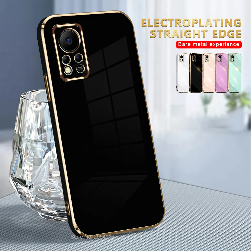 Square Plating Gold Frame TPU Soft Cover For Infinix Hot 11s NFC Case Camera Shockproof Coque Hot11s Hot 11 s NFS Protect Fundas