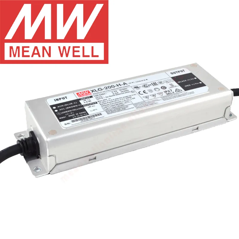 平均ウェルXLG-200-H-A IP67メタルケースストリート/高層ビル照明Meanwell 27-56V/3500-5550MA/200W定数パワーLEDドライバー