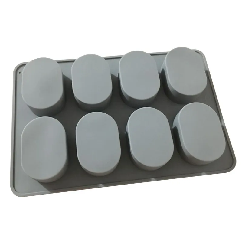 8 Wnęka 6,5 ​​cm owalna silikonowa forma mydła do ręcznie robionego rzemieślniczego mydła z mydłem DIY Forms Forms Food Silikon