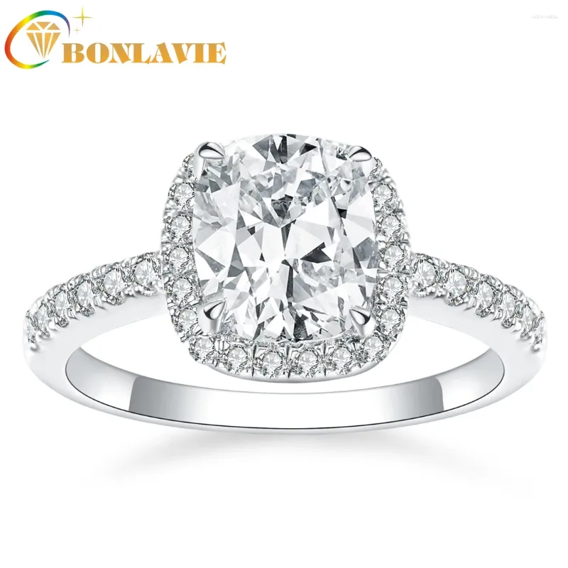 Cluster Rings BONLAVIE 2.3ct Pad Shaped Zircon Arm With Round 925 Silver Ring Wedding Bands Women Engagement Jewelry