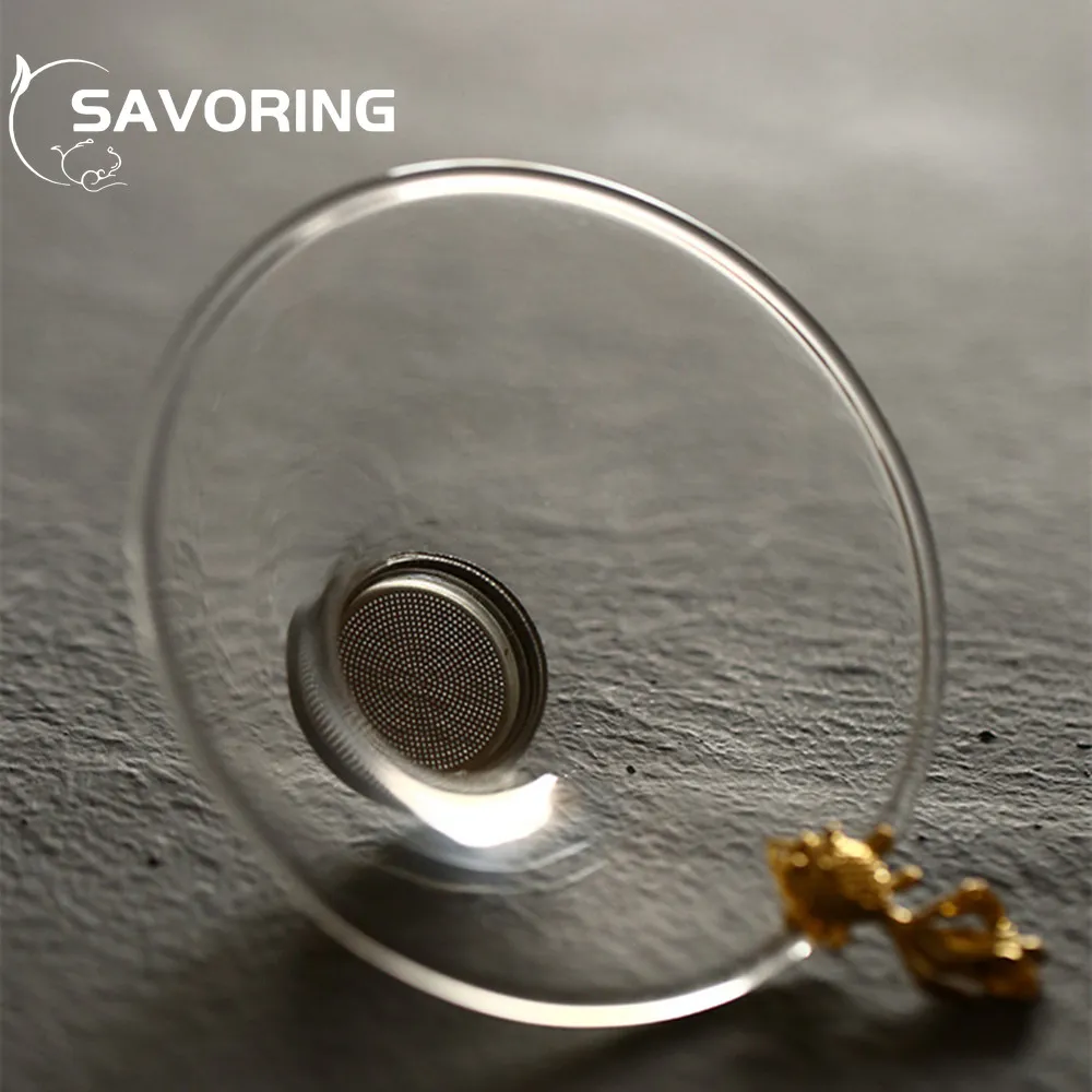 Odporne na ciepło szklane filtr herbaty przezroczysty ziołowy filtr przyprawy dyfuzor Kreatywny metalowy złoty sztuka sztuka sitko herbaty kung fu herbat