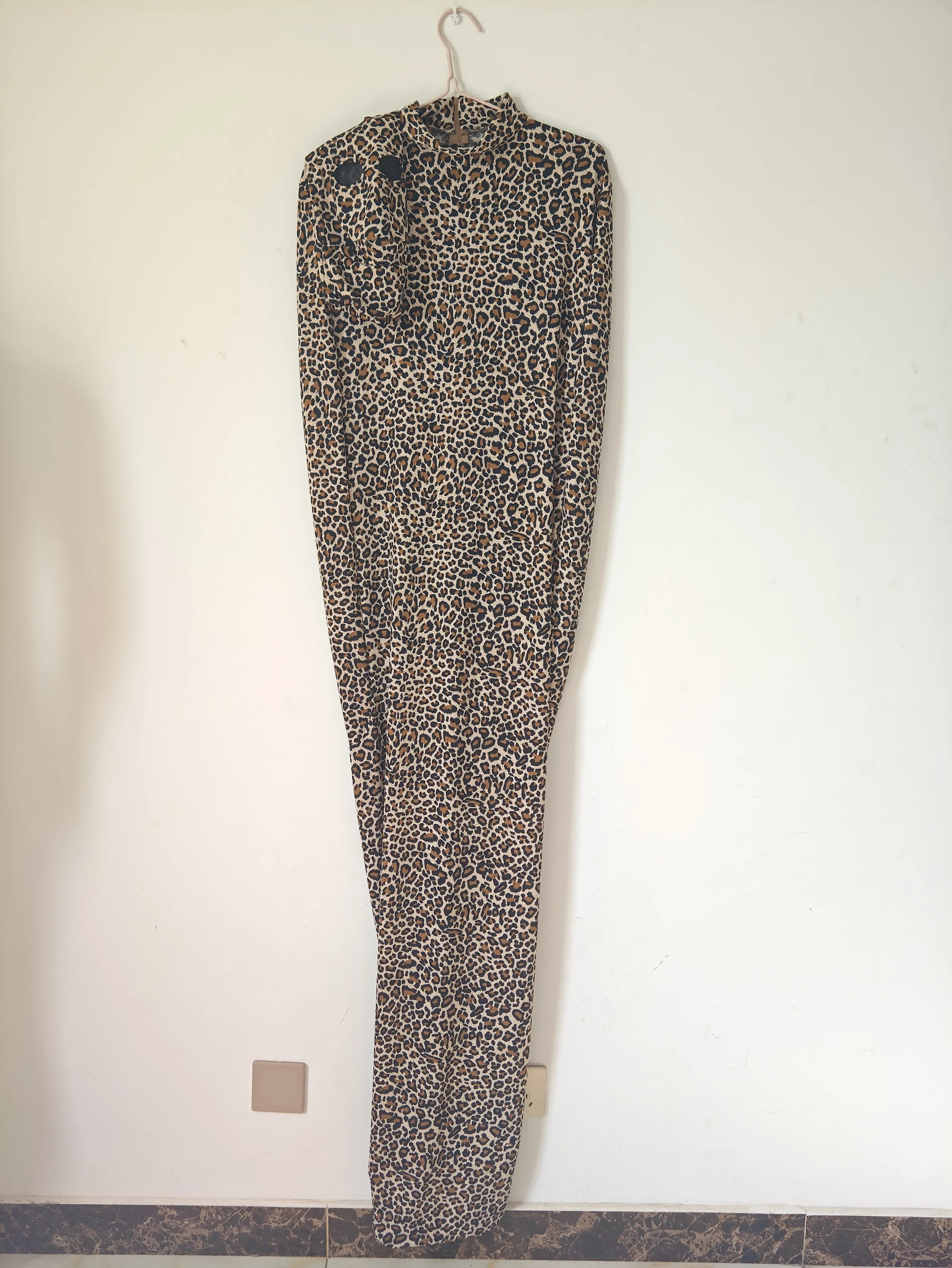 Костюмы женская леопардовая мумия кузовная сумка Zentai костюм с внутренними рукавами колготки Косплей боди боди сумки сцен