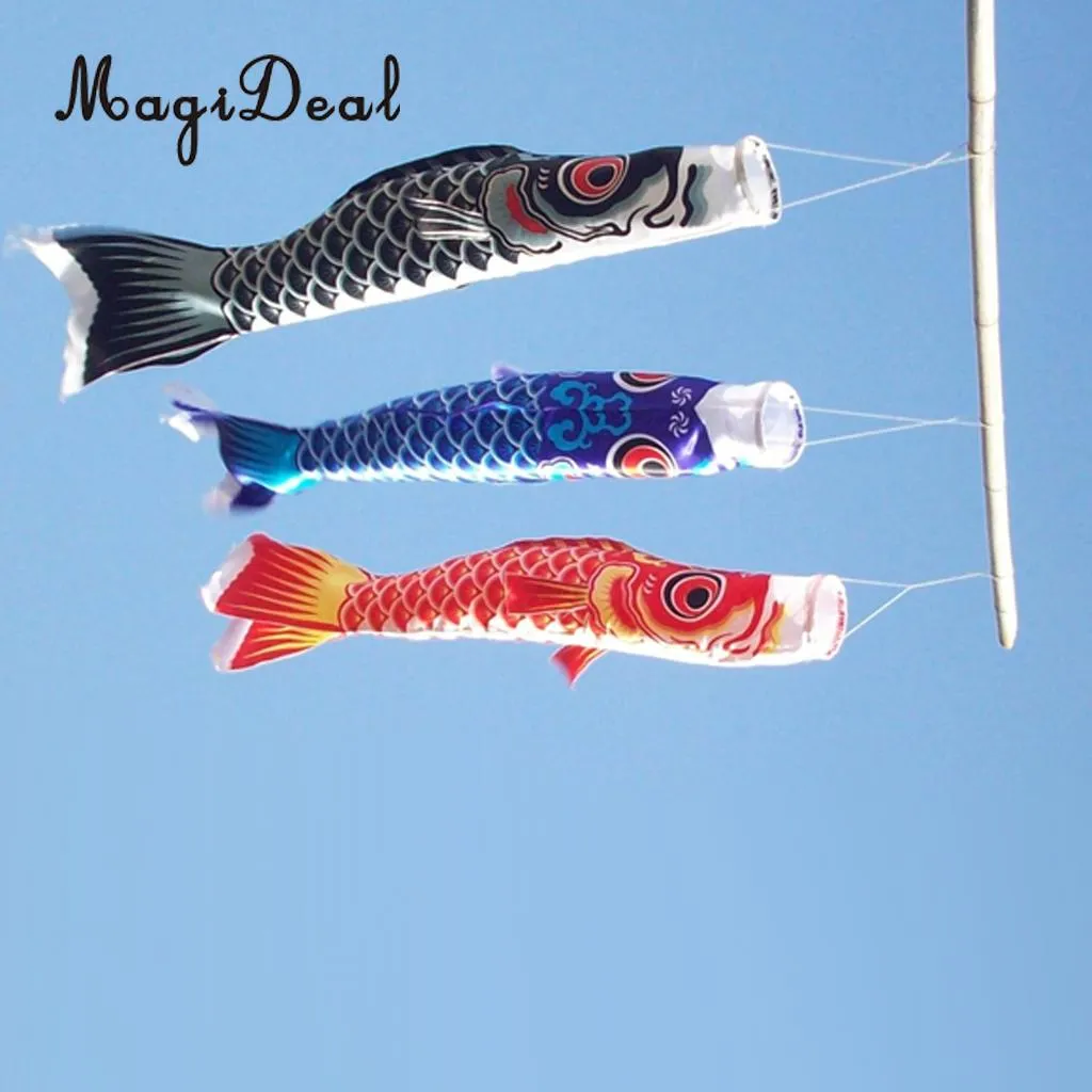 MagiDeal 40cm/55cm/70cm/100cm/150cm Japanese Windsock Carp Flag Koi Nobori Sailfish Fish Wind Streamer Home Party Decorations