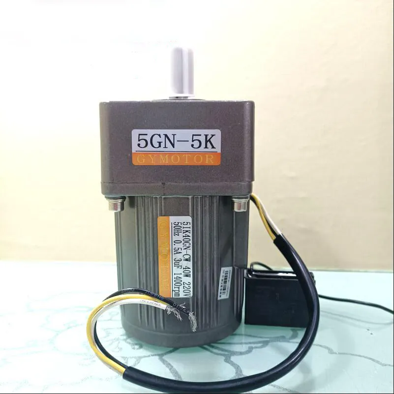 5IK40GN-CW 40W single-phase 220V AC gear reducer motor, high torque, reversible + capacitor