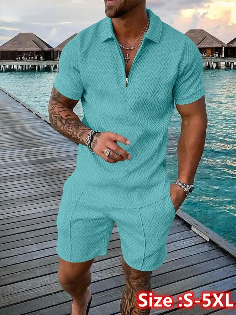 2024 Men's Summer Clothing Luxury Polo Shirts Short Sleeve Set Casual Man Shorts Tracksuit Outfits Social Golf Lapel T-Shirts 240403