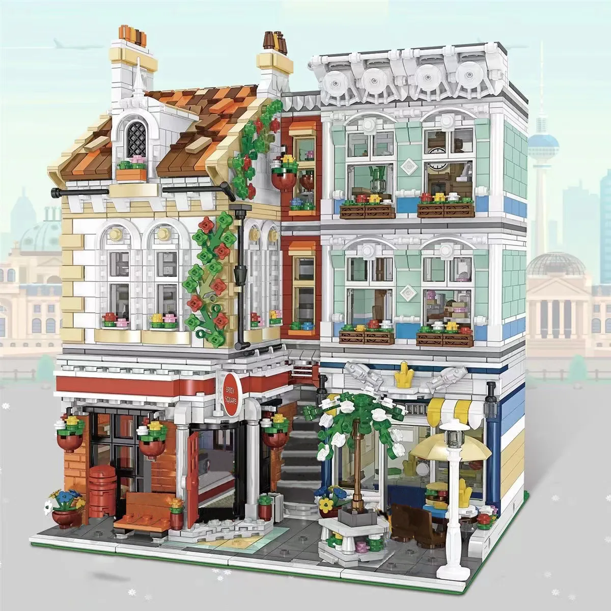 Street View Series Post Office Cafe Shop Mini Bâtiments City Cuba Hotel Model Bricks Creative Expert Toys for Kid Gift Moc