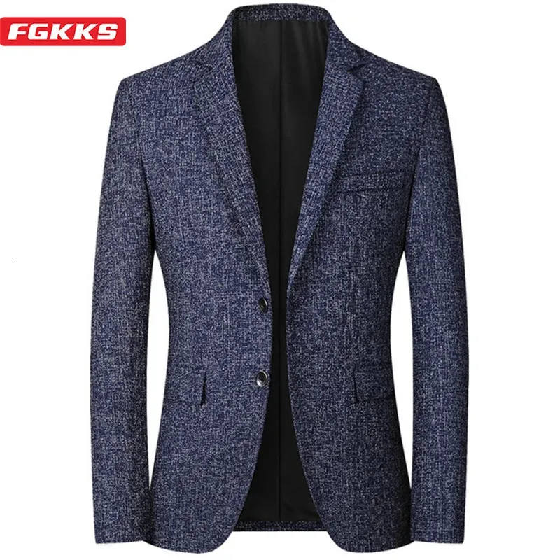 FGKKS Spring Autumn Blazers Men Fashion Slim Casual Business Handsome costumes Brand Mens Blazers Tops 240409