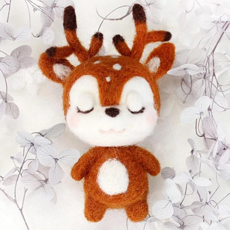 Нефинансируемый войлочный комплект Custom Deer Doll Wool Felt Craft DIY Poked Set Set Mabract Materail Materal Materal Pac