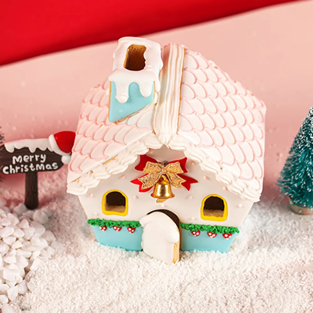 8pcs Plastic Cookie Cutter Ensemble 3D Christmas Gingerbread House Moule Diy Biscuit Moule Pâque Cake Tampon de boulangerie