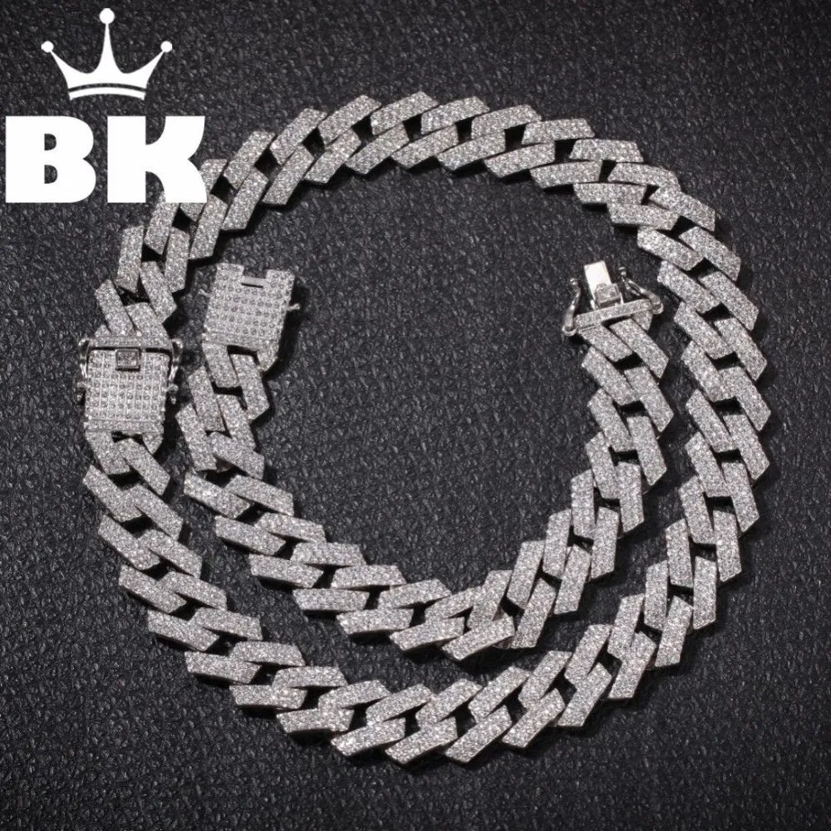 Neue Farbe 20mm Cuban Link Chains Halskette Mode HipHop Schmuck 3reihe Strasshälfte aus Halsketten für Männer T200113300W gefroren
