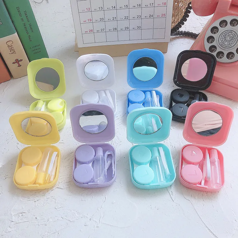 Pocket Mini Contact Lens Case Travel Kit Easy Carry Mirror Lenses Box ...