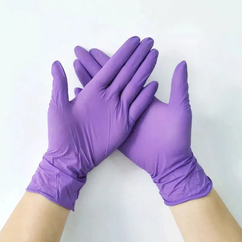 50/100pcs jednorazowe rękawiczki nitrylowe fioletowe wodoodporne proszkowe rękawiczki bez poślizgu rękawice ręczne do kuchni/prania/czyszczenia