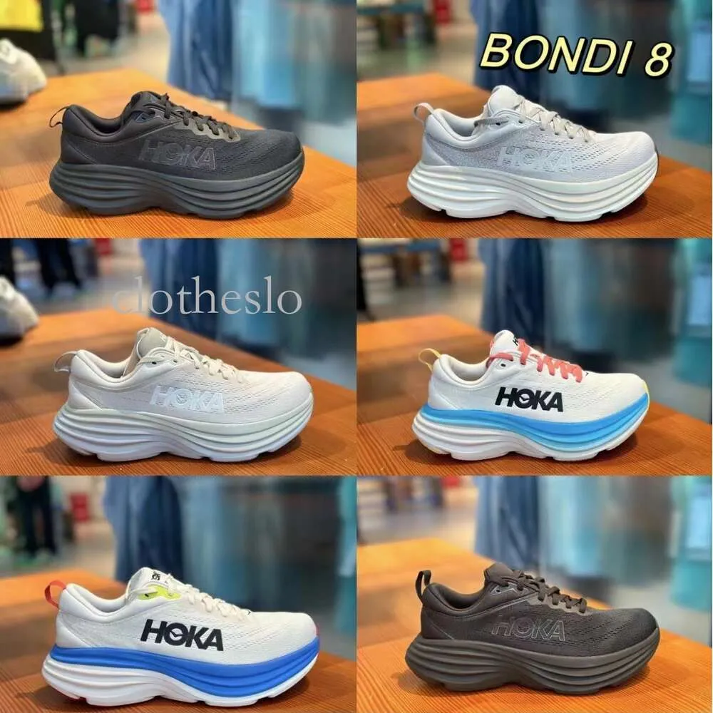 2024 HOKAD CLIFTON 8 sapatos de corrida Hokah Sapatos femininos Bondi 8 Clifton 9 Triple White Summer Song Song Blue Coral Peach Real Teal Lunar Rock Sports Mens treinador 716