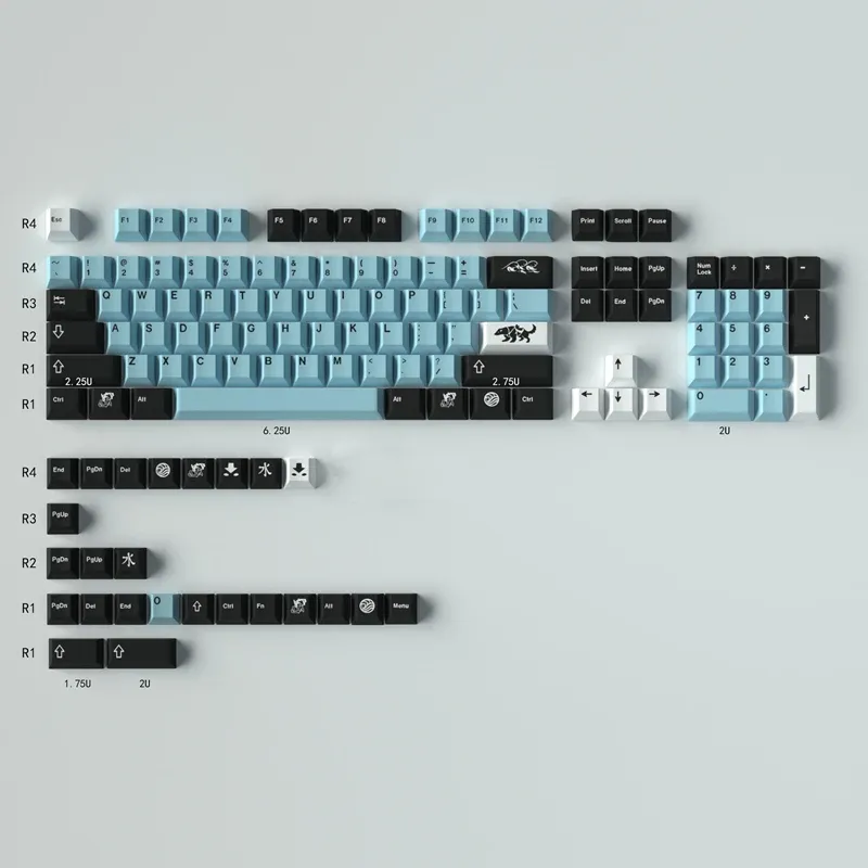 Аксессуары GMK Mizu Keycaps 129/23 Клавики вишневой профиль PBT Dye Sub -клабам MX Switch Keyboard 61/64/68/84/87/96/98/104/108