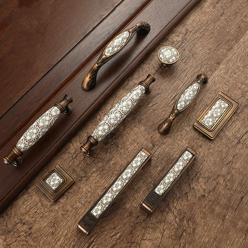 vintage dresser knobs Antique brass Cabinet handle pull Elegant Dresser Knobs – QubicHomeware main image 0