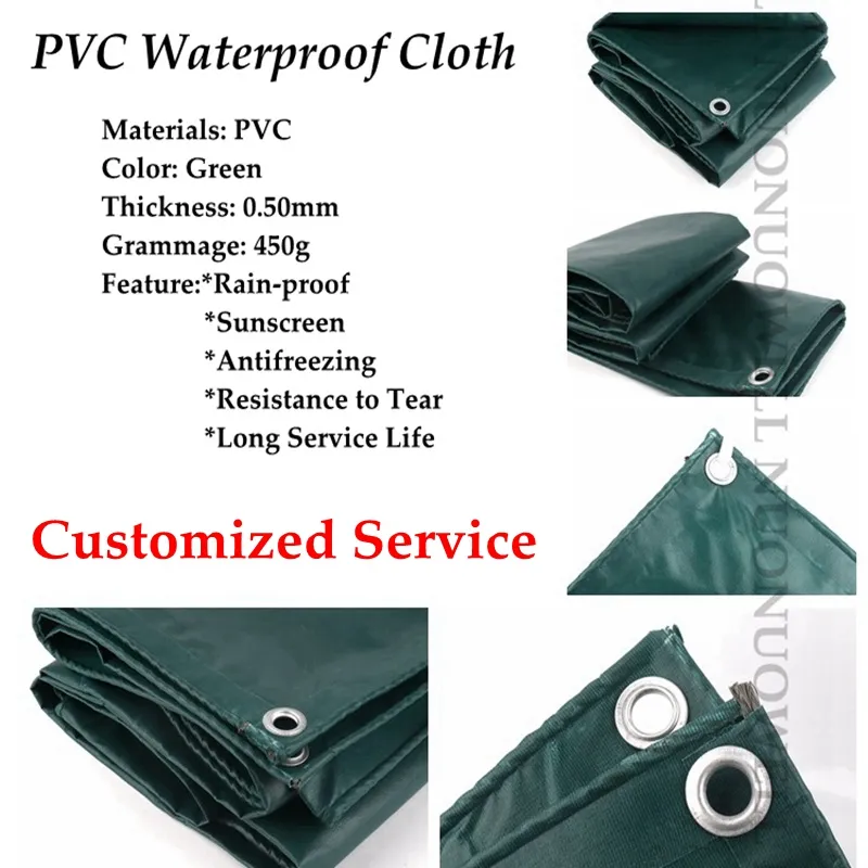 Anpassa storlek 0,5 mm förtjockad grön PVC -presenning