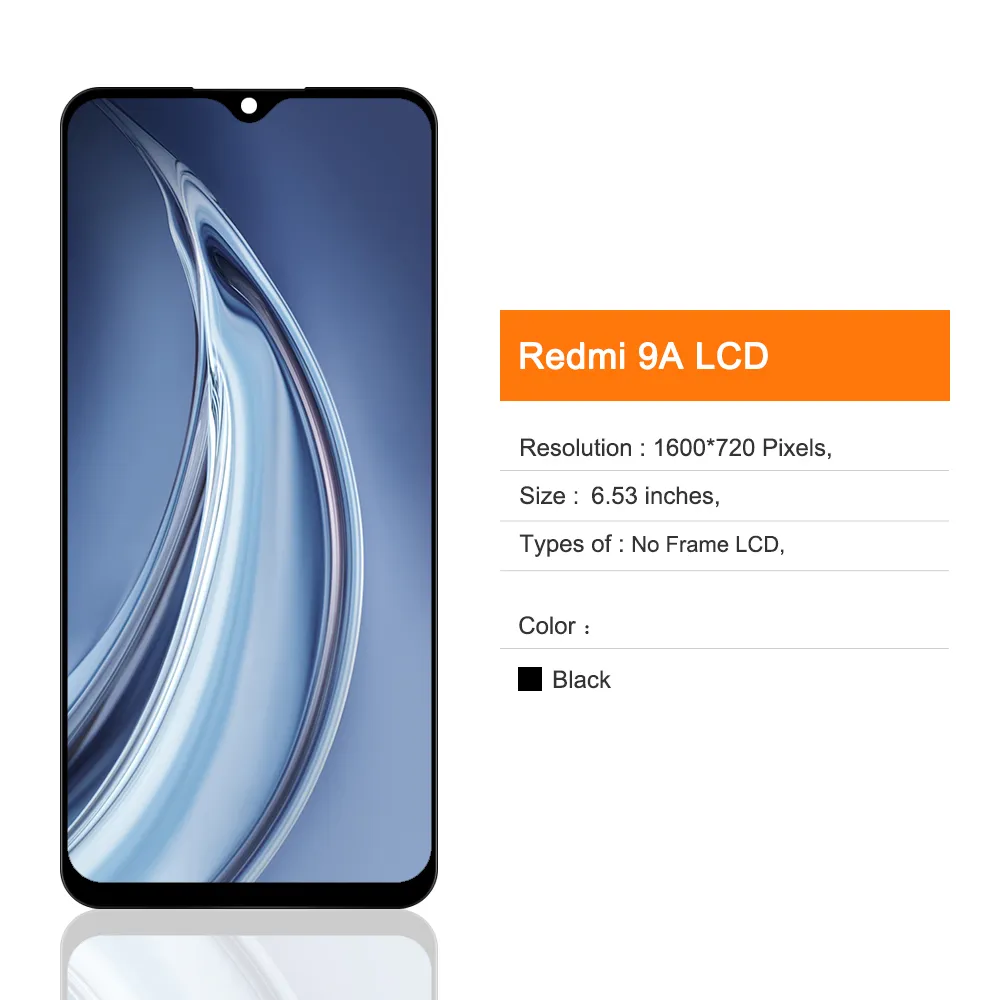 6.53 "Original för Xiaomi Redmi 9A LCD Display Pekskärm med ram, för RedMI9C M2006C3MG LCD Ersätt, med digitizer -montering