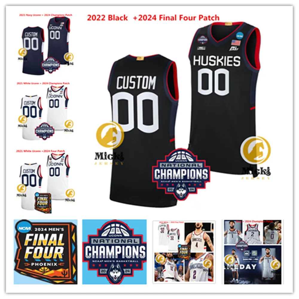 2024 mistrzowie mężczyzn Adama Sanogo UConn Basketball Jersey Customed 33 Apostolos Roumoglou 40 Andre Johnson Jr. 44 Andre Jackson Jr. Uconn Huskies Jerseys