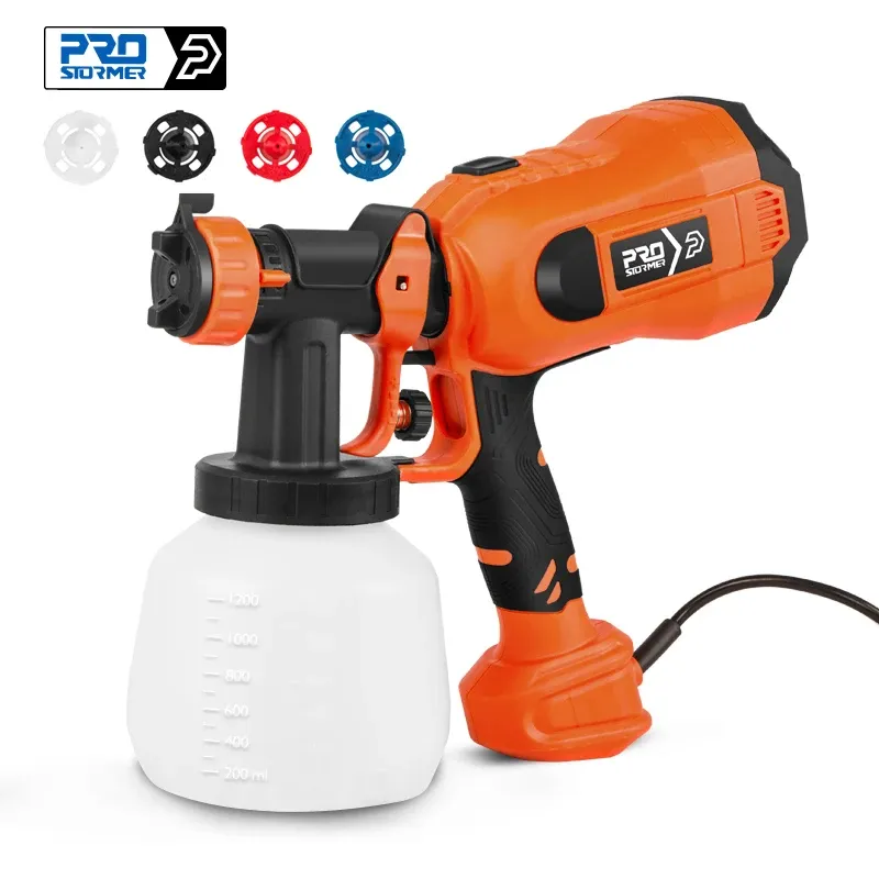 600W / 750W pistolet de pulvérisation électrique 1000 ml / 1200 ml HVLP High Power Home Paint Paint Contrôle de flux Easy Spapet 4 buses de prostormer