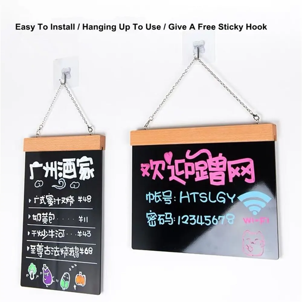 A4 Diy Chalkboard Wooden Door Notice Sign Name Plaque Message Hanging Sign Board