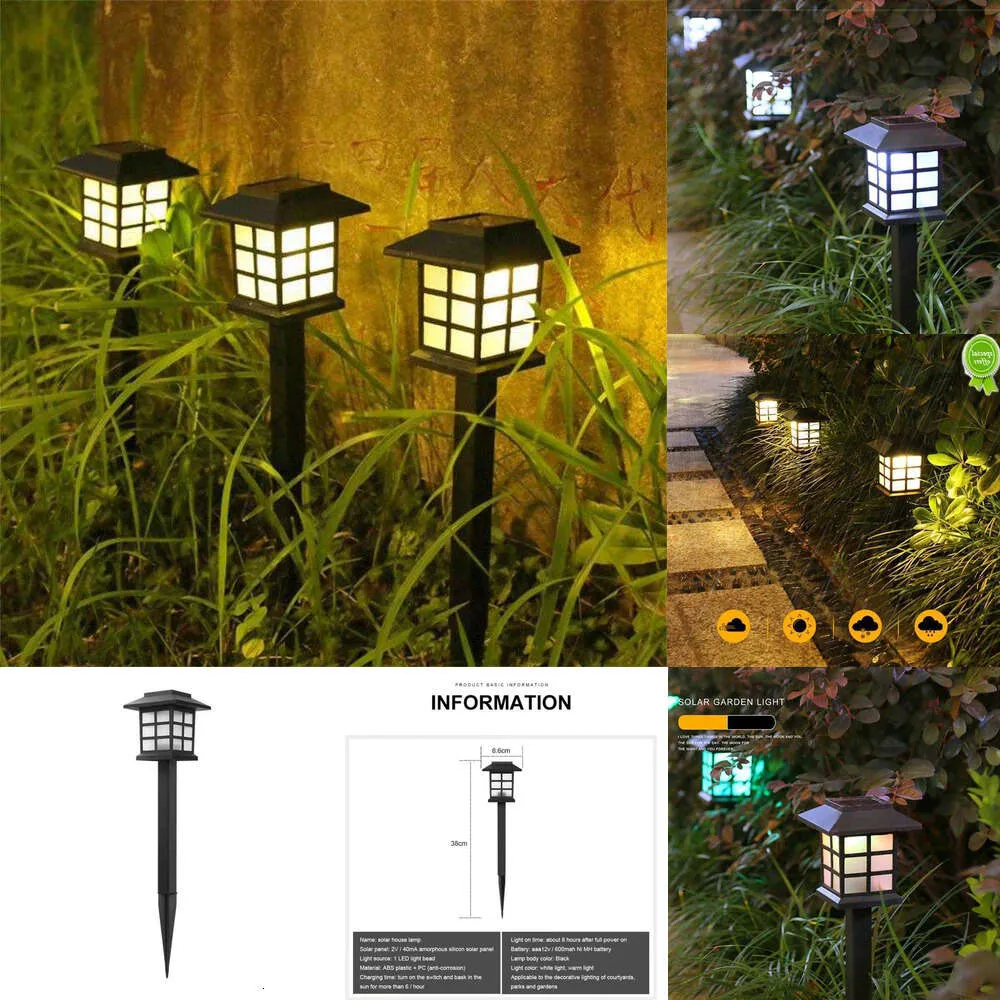 2pcs Solar Power LED Small Palace Lights Decoration Jardin Decoration étanche à la pelouse étanche extérieure pour le chemin de patio Light Garden Light