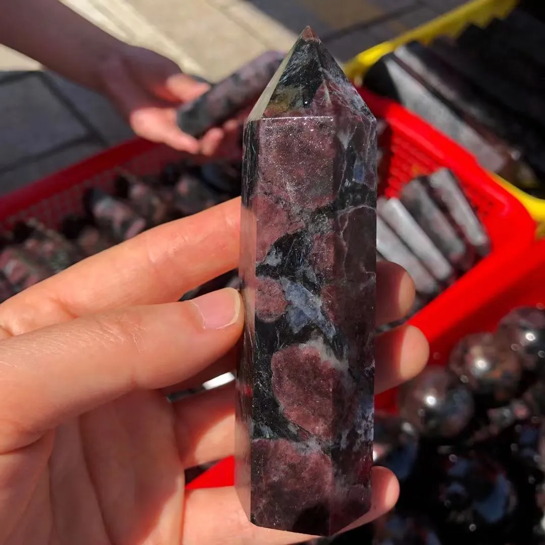 60-90mm Natural Garnet Crystal Obelisk Quartz Crystal Wand Point Healing Stones Tower Natural Quartz Crystals