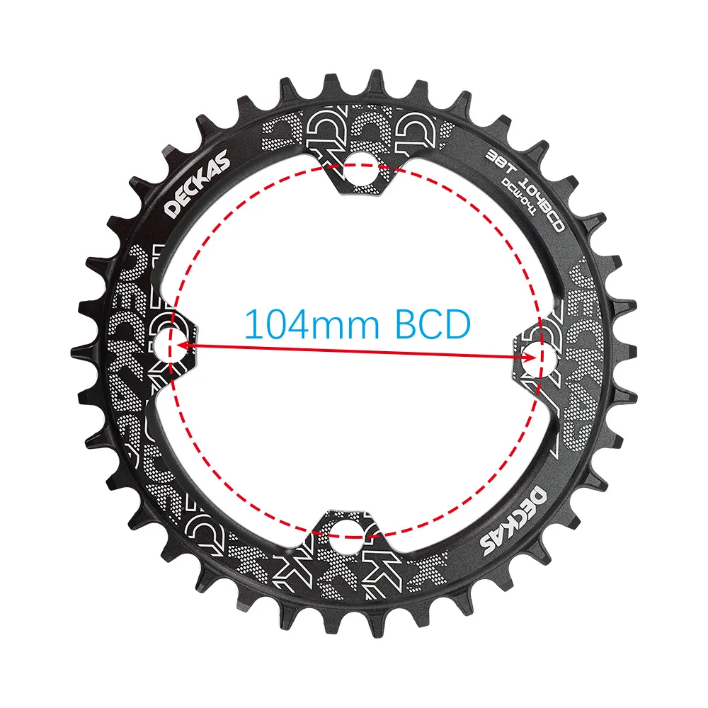 Deckas Priraring 104 BCD Round pour Shimano 32T / 34/36/38T 40/42/44/46/50/52T MTB BICYLAGE CHAINE DE RAGNE CHATEUR 104BCD