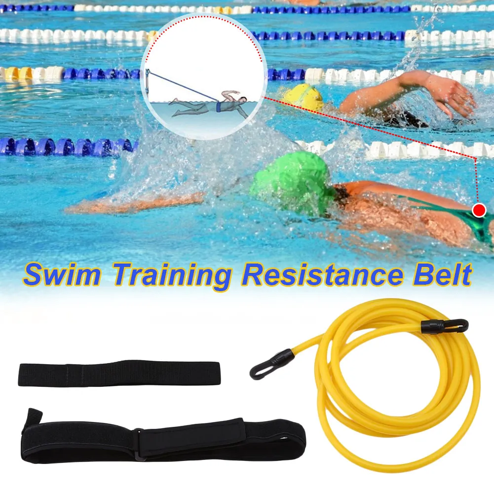 Stationary Swimming Tether Green Swim Training Resistance Belt - 3 Meter  For Endless Pool Workouts Pool Training Equipment