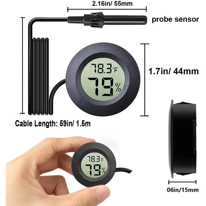 Nouveau thermomètre numérique Hygromètre Gauge sonde sonde incubateur Aquarium Temperature Humidity METER METER DÉTECTEUR DE REPTILE