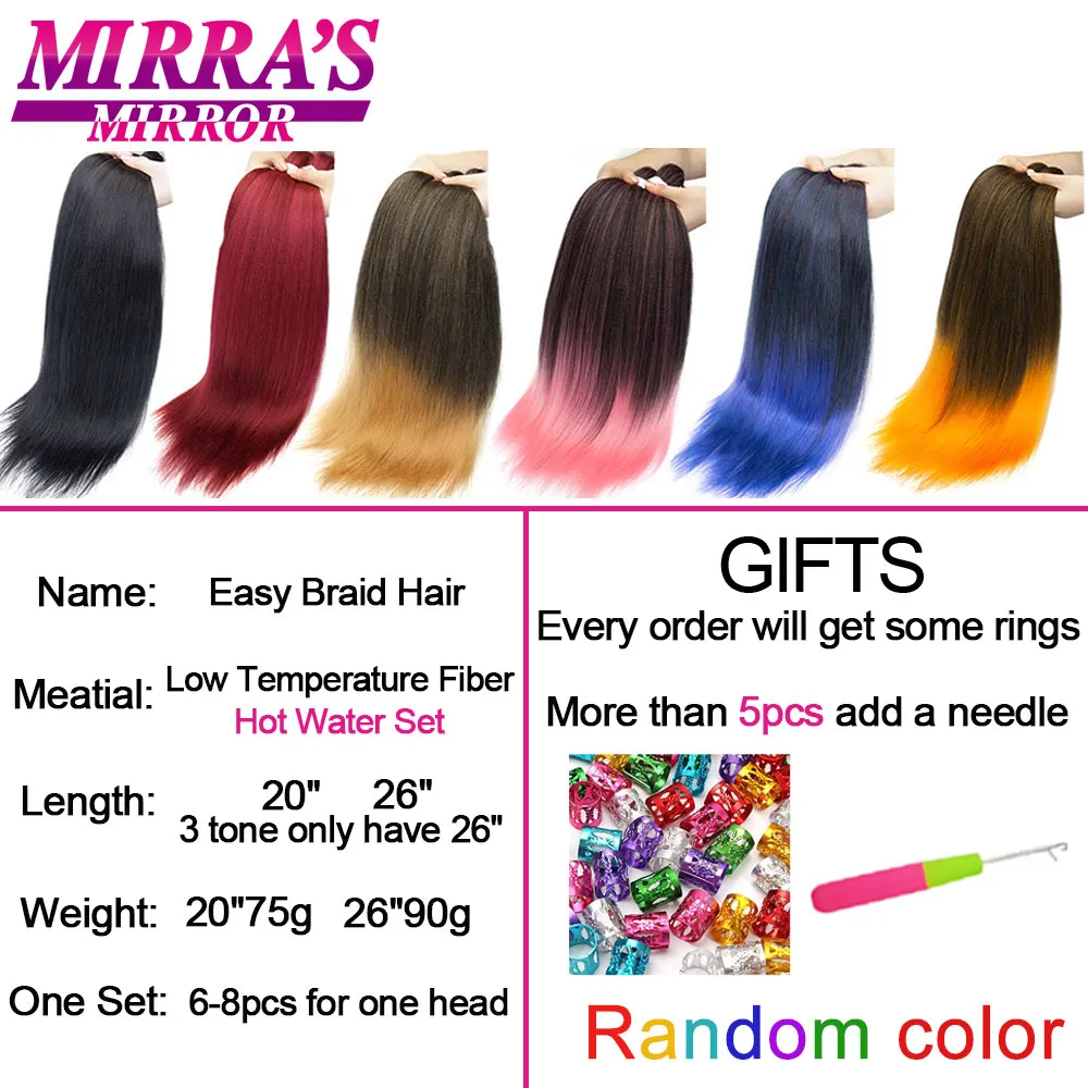 Mirror Mirror Braiding Hair Hair Synthetic For Braid Easy Pré -Extensões de Cabelo Jumbo Extensões Profissionais Braid 6/8 Pacotes