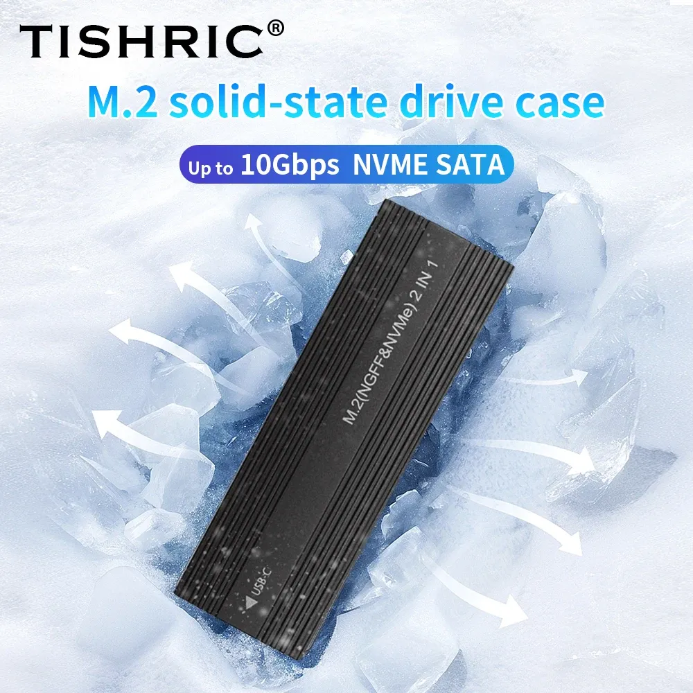 Gabinete Tishric SSD Caso externo SSD NVME M2 Adaptador compatível com 2230/2242/2260/2280 M.2 SSD Estado sólido NVME NGFF Protocolo dual