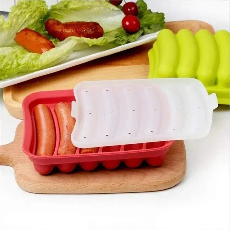 2024 Silicone Hot Dog Sausage Mold Ham Sausage Mold Homemade Diy Baby Food Supplement Egg Sausage Box Silicone Mold cake stencil 1. for