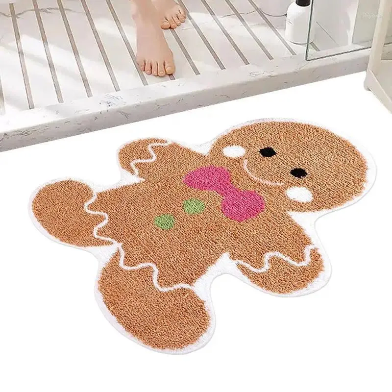 Carpets Gingerbread Kitchen Mats Non-Slip Bath Doormats Christmas Rugs With Man Durable Home Decor Supplies