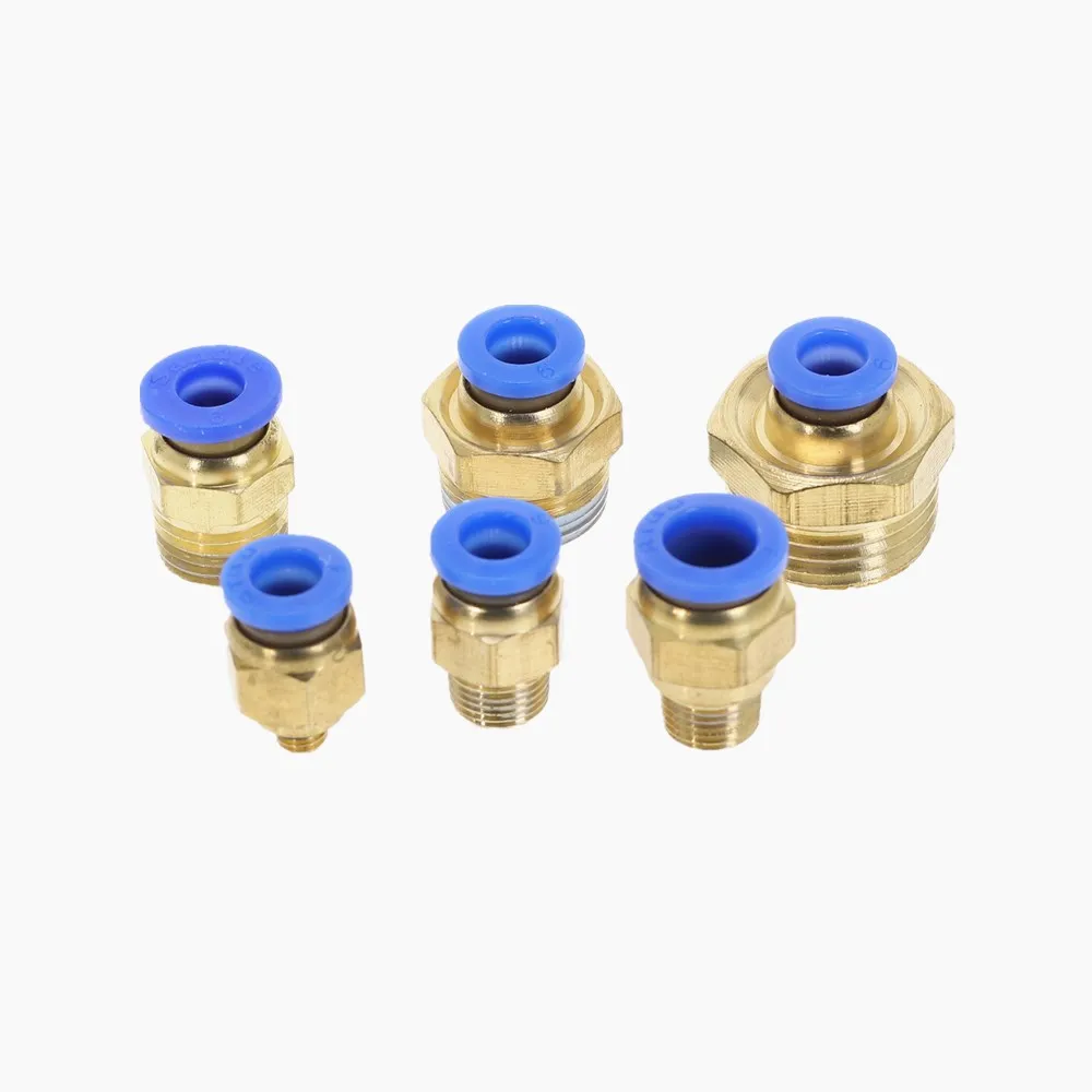 10pcs PC6 Raccordi pneumatici PC6 mm Fila maschio M5 M6 1/8 1/4 3/8 1/2 01 02 03 04 a tubo Push Air Connessione dritta