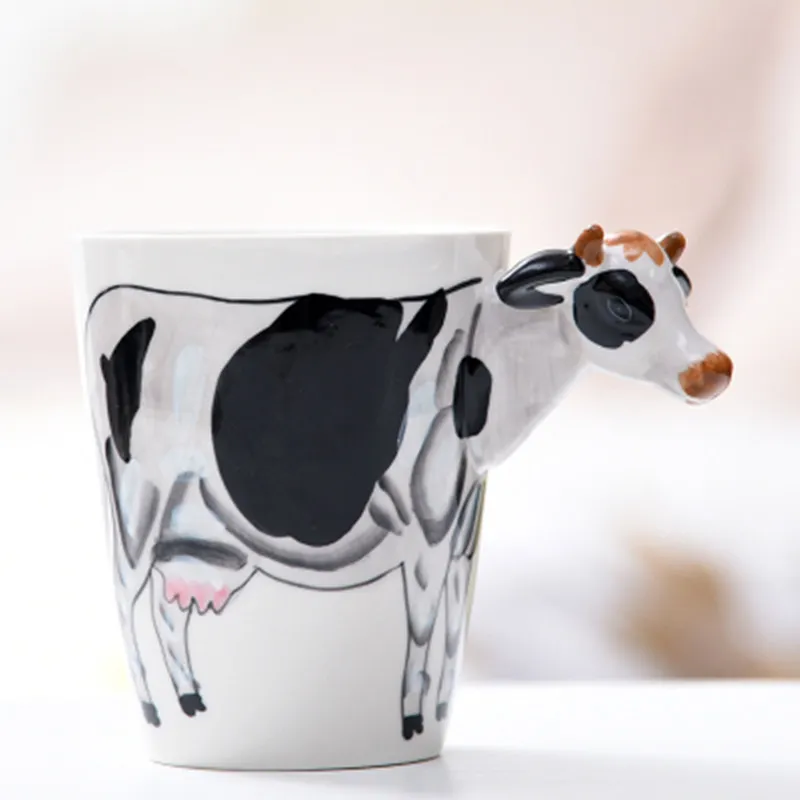 Neues Design kreativer Keramik 3d Tasse, Kaffee Milch Puer Tea Tassen 3d Tierform handgemalte Tiere Giraffe Kuh Monke Tasse Geschenk
