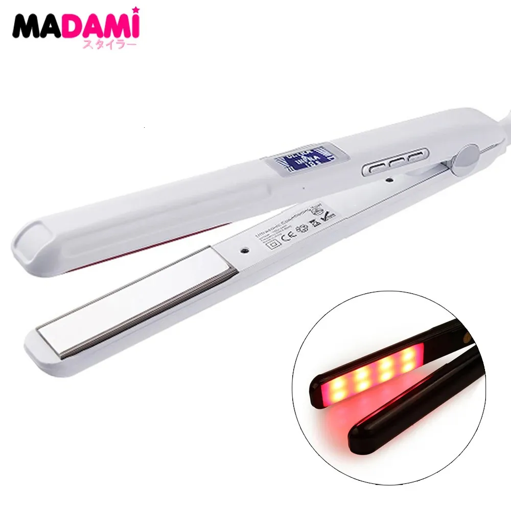 Hair Straightener Infrared and Ultrasonic Profession Cold Hair Care Iron Treatment for Frizzy Dry Recovers Damage Flat Irons 240401