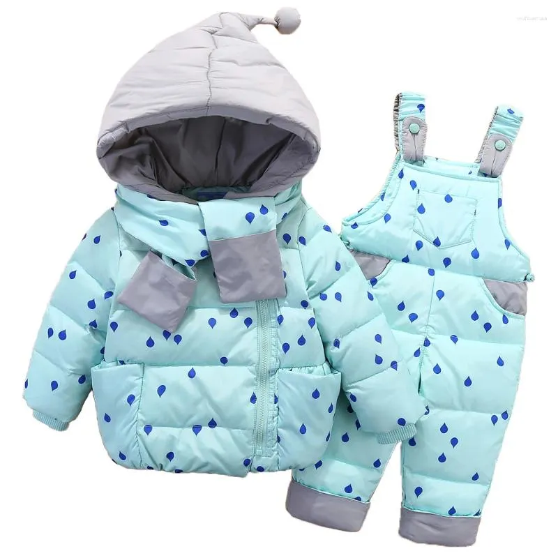 Down Coat 2024 Baby Boys Winter Snowsuit Kids Jacka Overaller Snow Suit 1-4 år barn flickor kläder set spädbarn