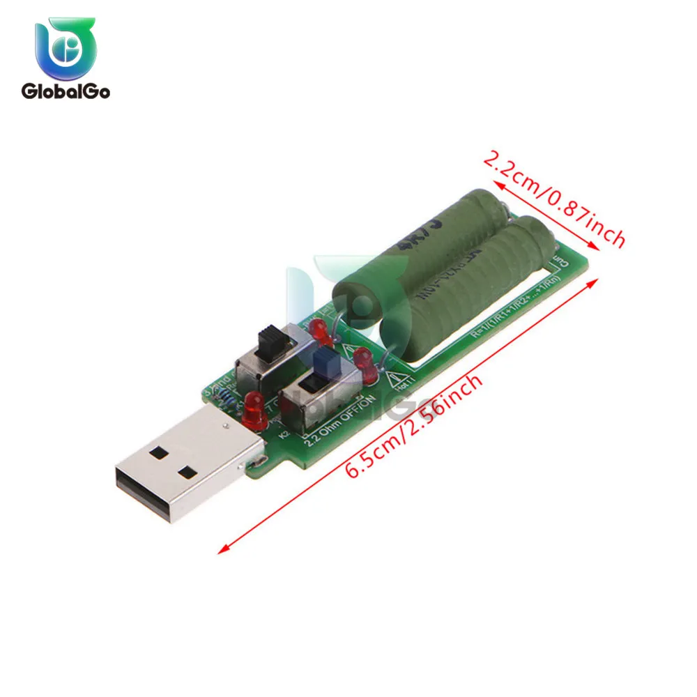 2x10W USB Mini разрядник резистор нагрузки с переключателем 1a 2a