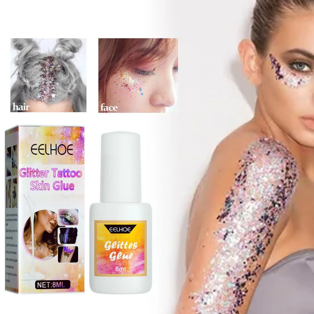 8 ml/flaska användbar tatuering lim Bekväm bärbar hudlim mousserande paljetter Glitter hud tatuering lim