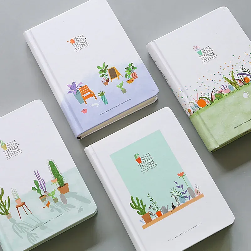 Notebooki Little Fresh Green Plant Cactus Planner Piękny notatnik Prosty kolorowe strony tygodniowe książki z dziennika