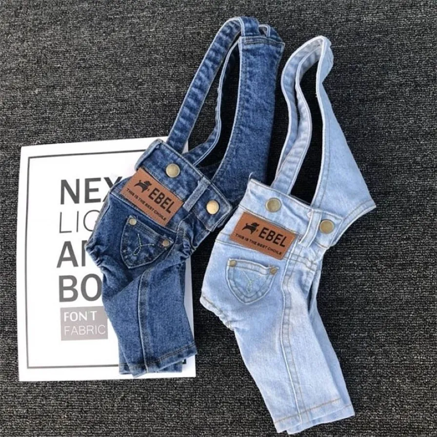 Denim hundkläder jeans husdjurskläder för liten medelstor hund dräkt chihuahua kläder för hundar kappjacka valp husdjur jumpsuit 2266i