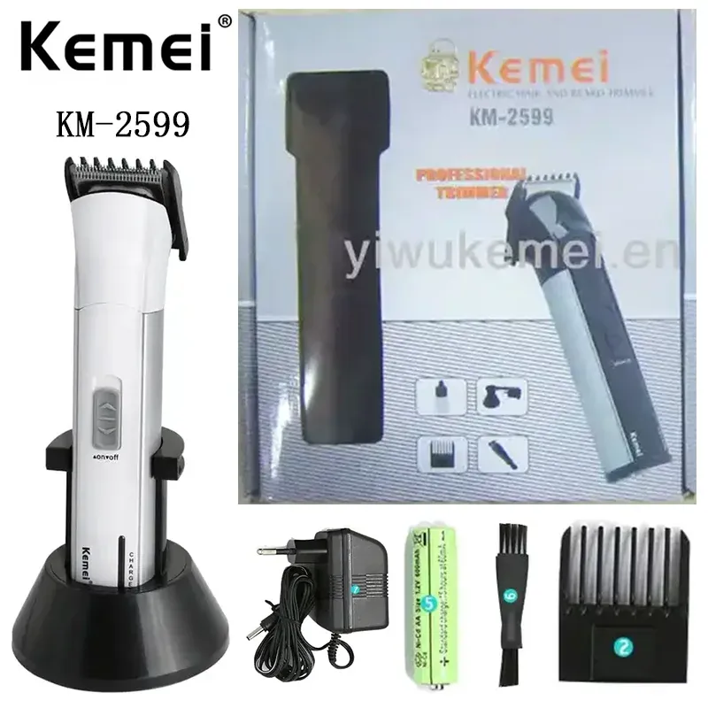Trimmers Kemei KM2599 Clipper à cheveux rechargeable en gros avec batterie de cheveux sans fil à charge rapide