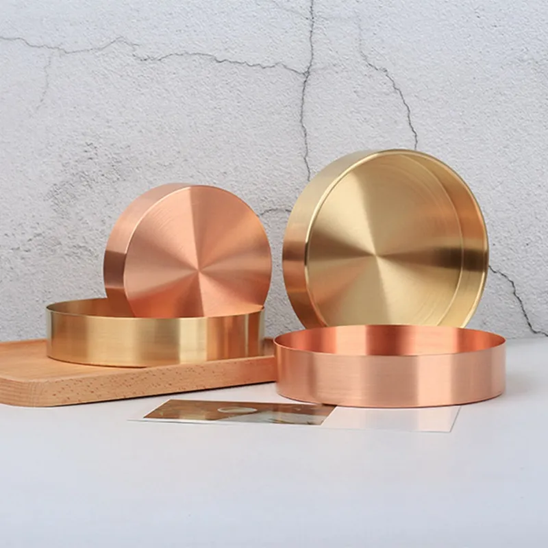 Nordic Style Retro Aufbewahrungsschale Gold verdickter Kupferplatten Rund Metal Dish Schmuck Comstics Aufbewahrung dekorativer Orament