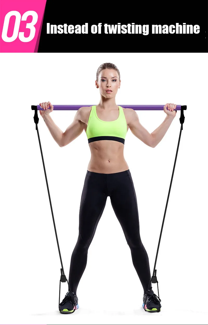 Yoga Pilates stick elastic string fitness female home equipment pulling rope practice arm power hip lift thin belly chest expander-tmall_06