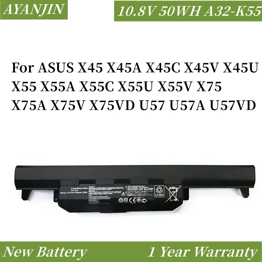 Batterie batterie A32K55 10.8V 50W Laptop per Asus X45 X45A X45C X45V X45U X55 X55A X55C X55U X55V X75 X75A X75V X75VD U57 U57A U57VD